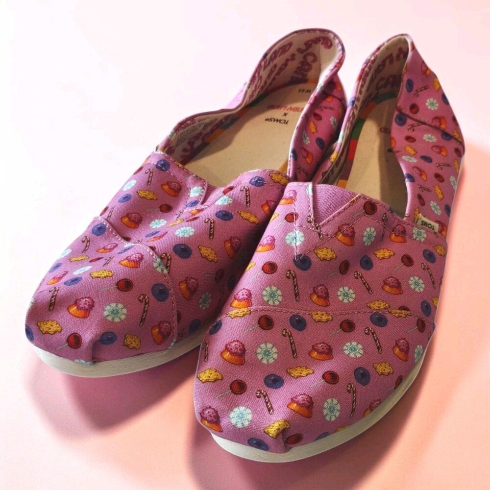 Limited Edition TOMS Candy Land Pink Womens Size 11 W Shoes Slip On Washable